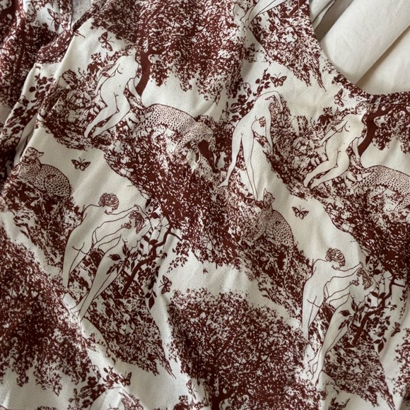 Reformation Gavin Brown&Cream Slit Midi Dress - Picture 6 of 8